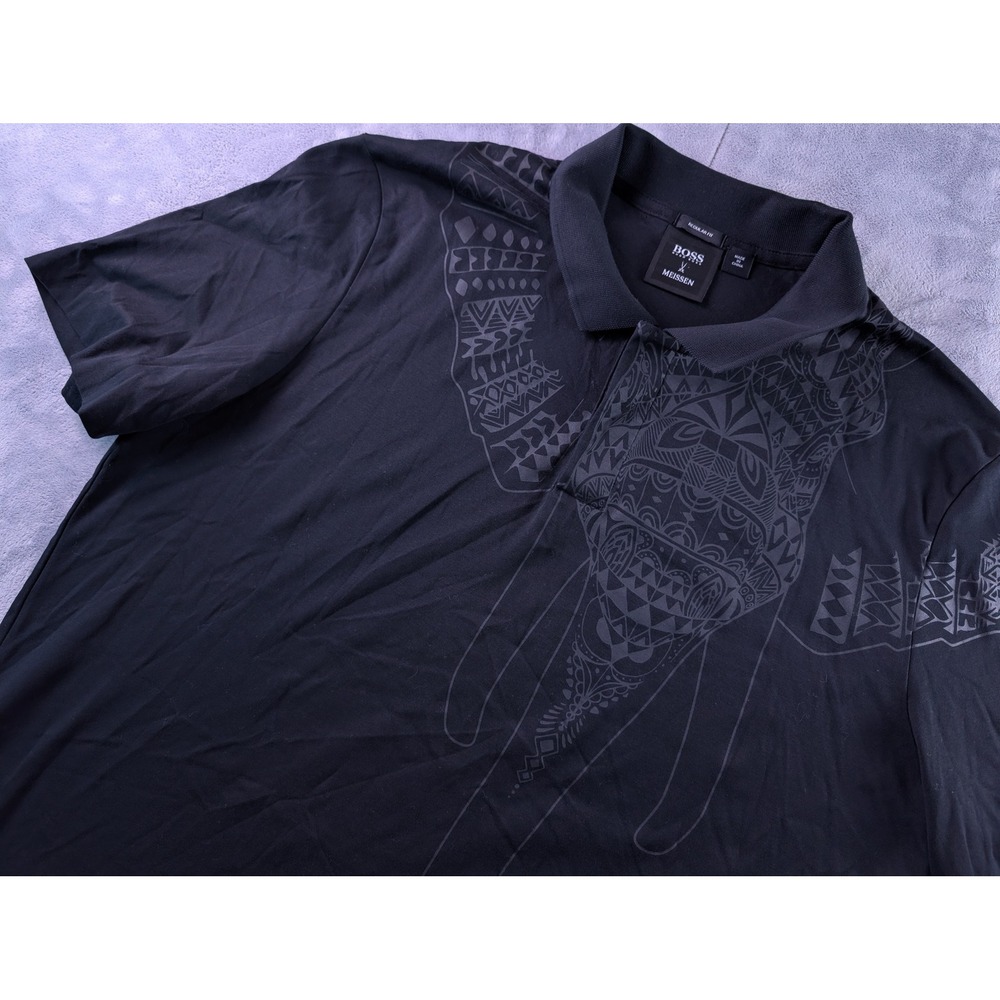 Hugo Boss x Meissen Mens Black Elephant Graphic Polo Shirt XXXL Regular Fit